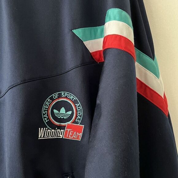 Vintage 90s Adidas Unisex Red White Blue Jacket Size M Masters of Sport Trefoil - Picture 6 of 13